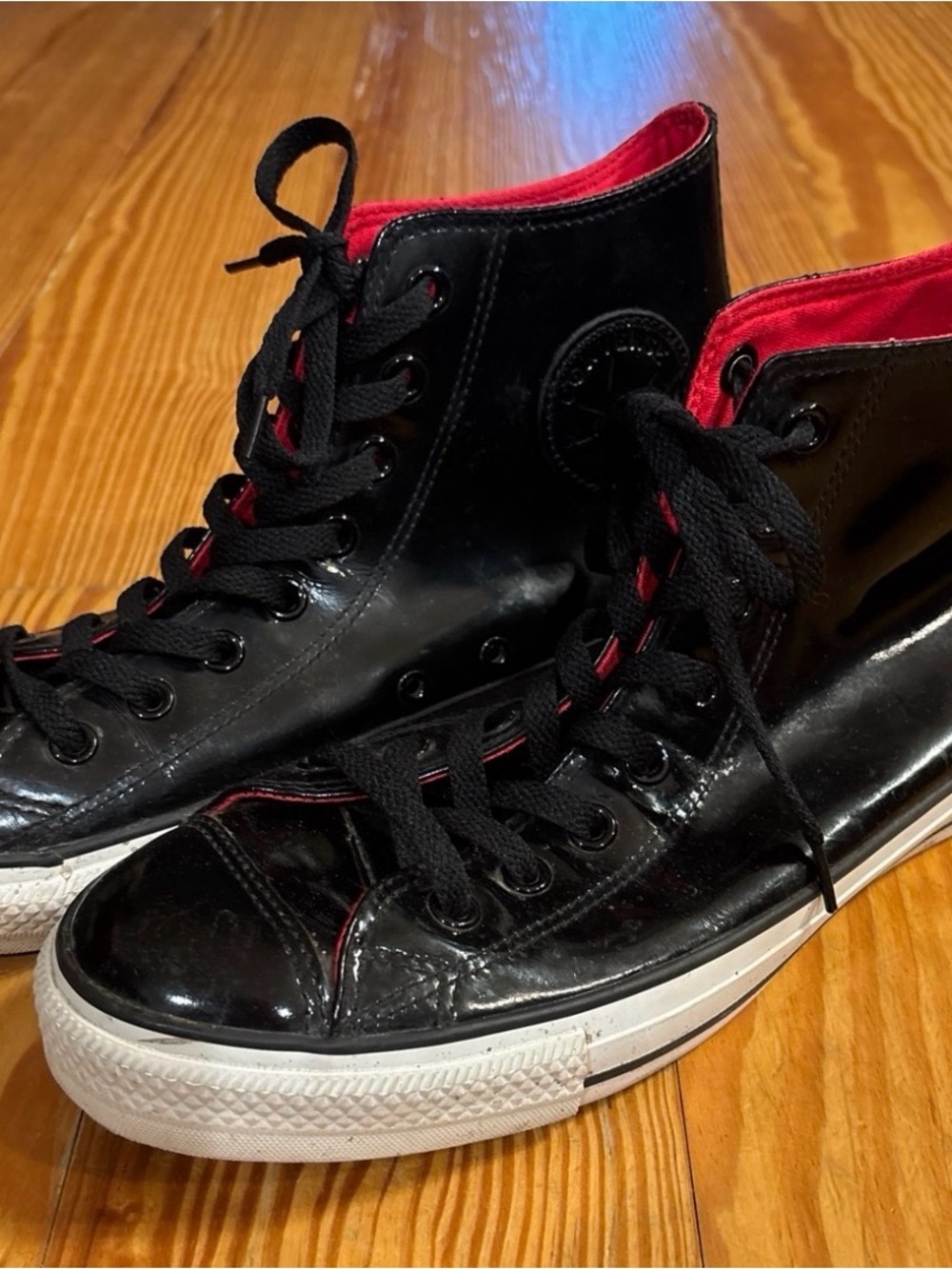 Converse Black Patent High-Top with Red Lining